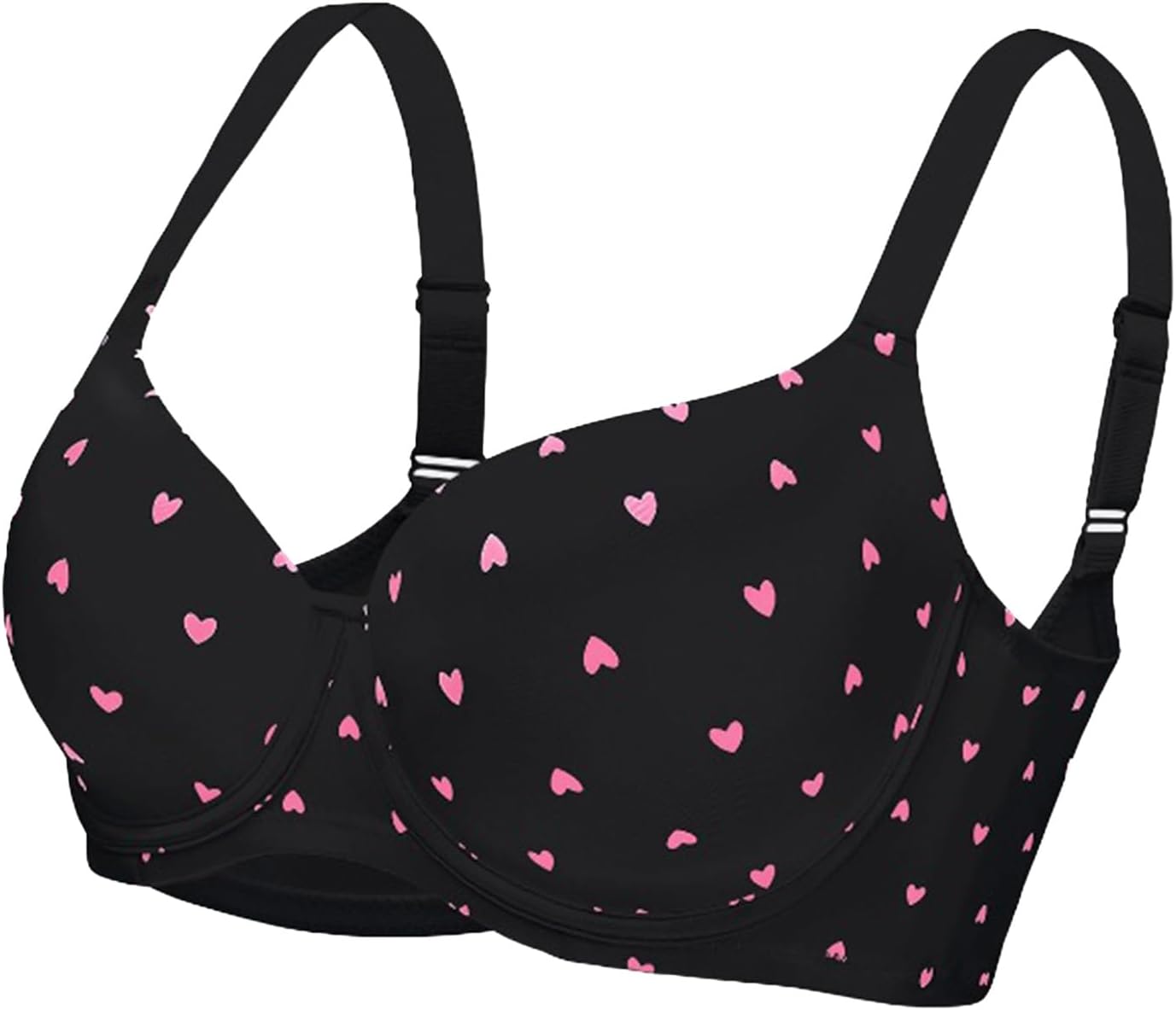 Women's Heart-Print Bra Seamless Full-Cup Soft Underwire Support Lift Bra B-G Cups T-Shirt Bra