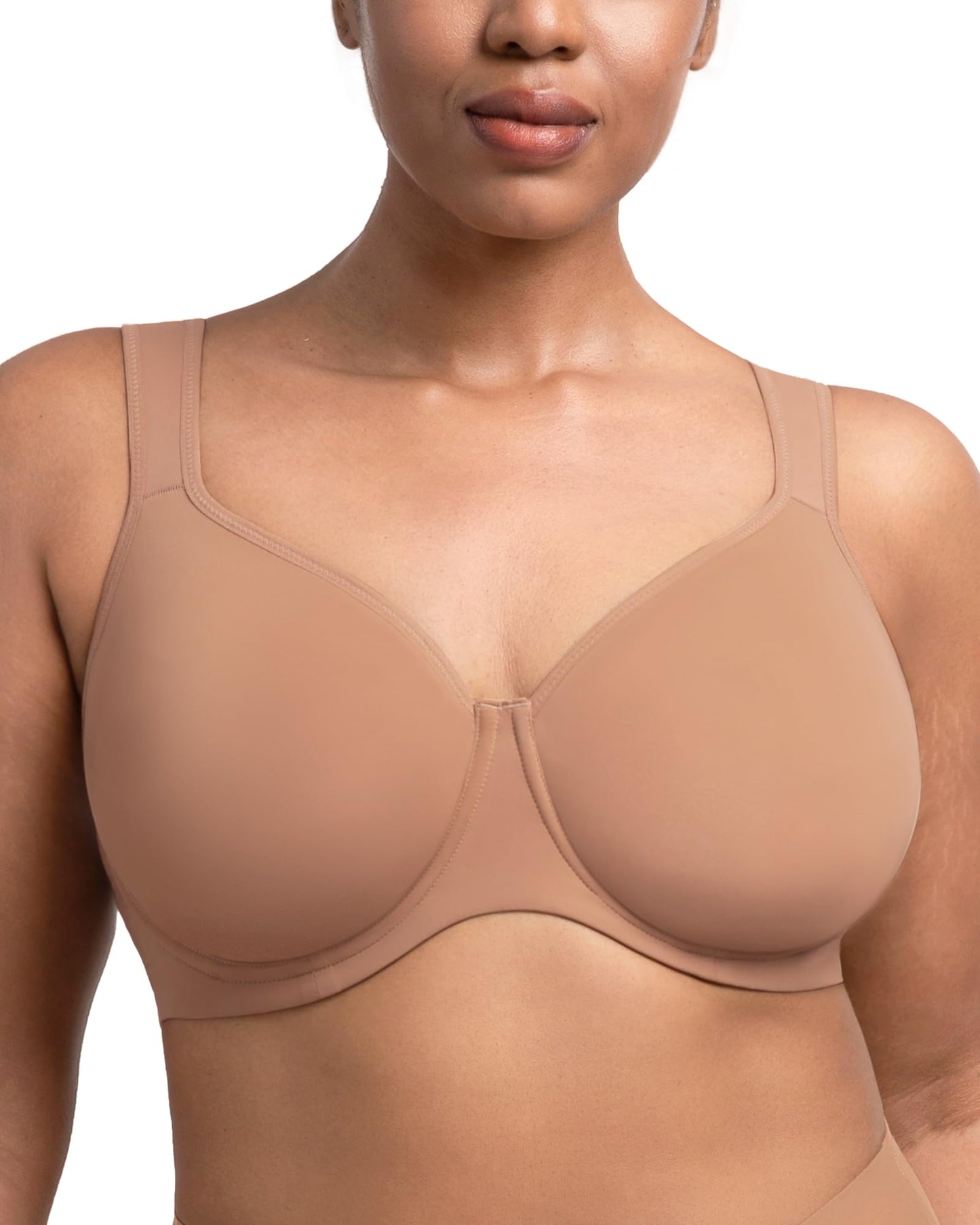 HSIA Bras for Women Minimizer Full Coverage, Plus Size T Shirt Unlined Underwire Smooth Bra, Seamless Cups Joan Ultimate Soft