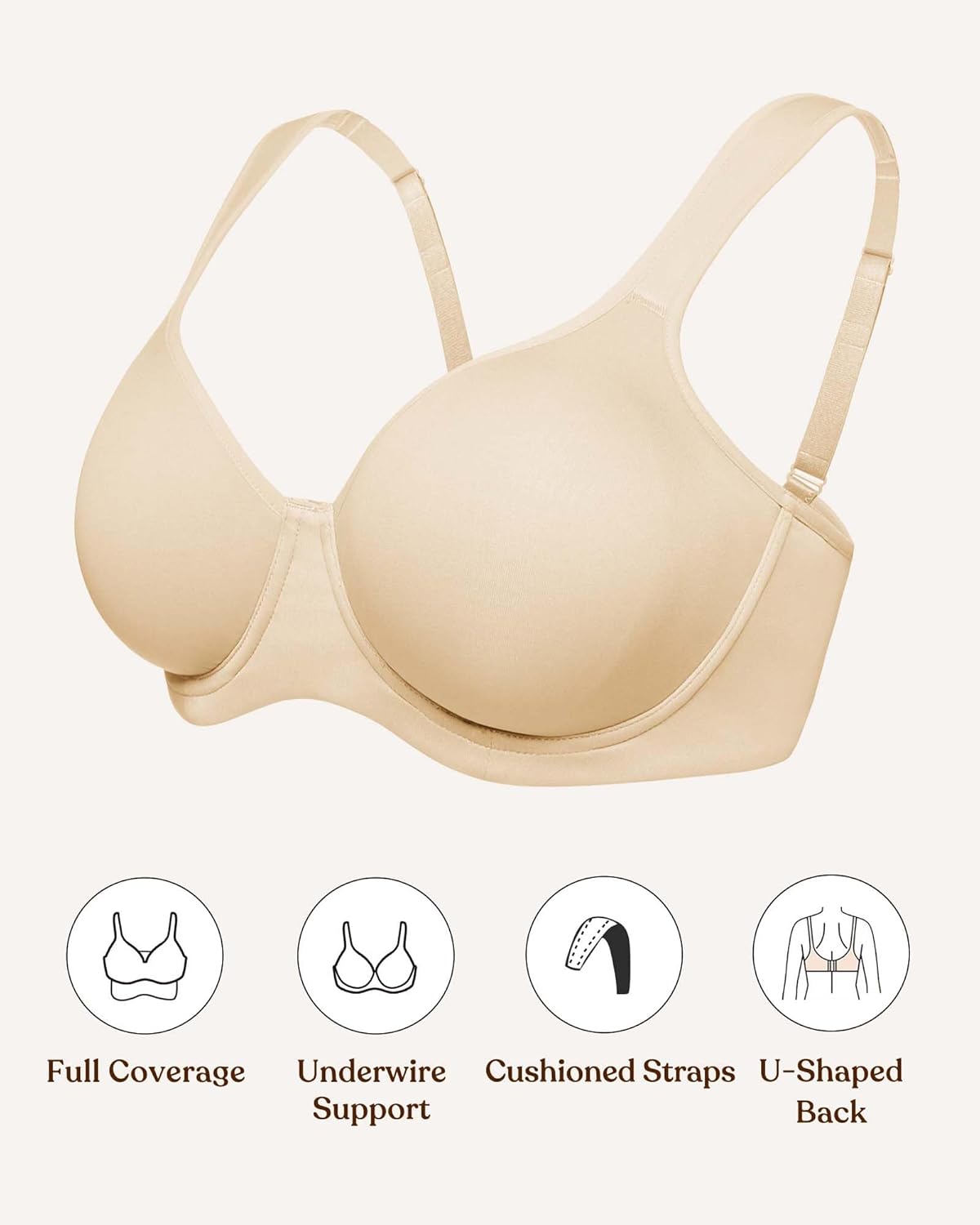 HSIA Bras for Women Minimizer Full Coverage, Plus Size T Shirt Unlined Underwire Smooth Bra, Seamless Cups Joan Ultimate Soft