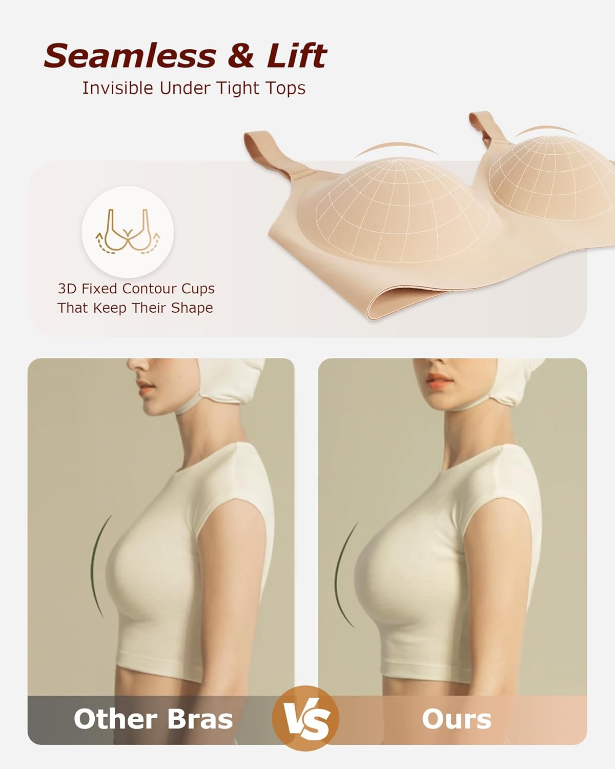 Wireless Comfortable Bra Seamless No Underwire Bras Full Coverage Push Up Women Wirefree Bras with Support