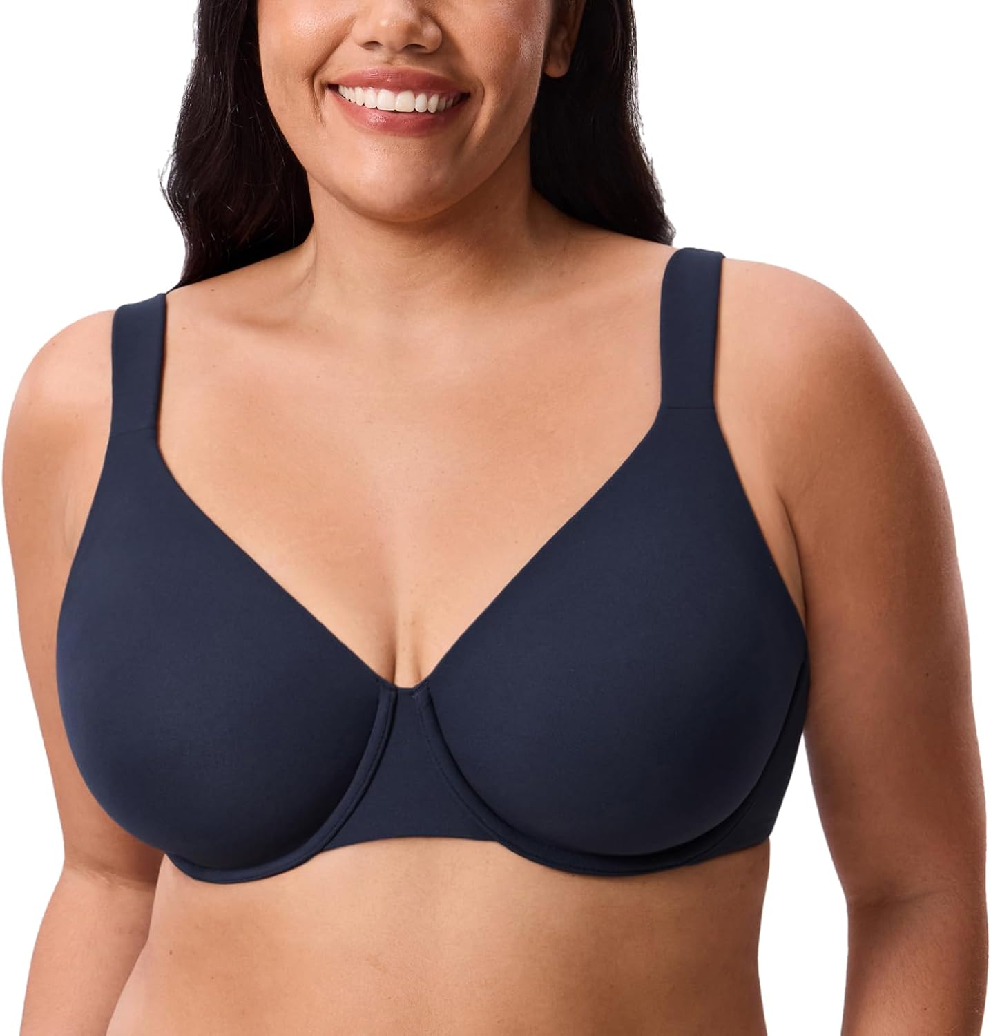 DELIMIRA Women's Inbarely Lift Full Coverage Bras Plus Size Unlined Supportive T Shirt Underwire Seamless Bra