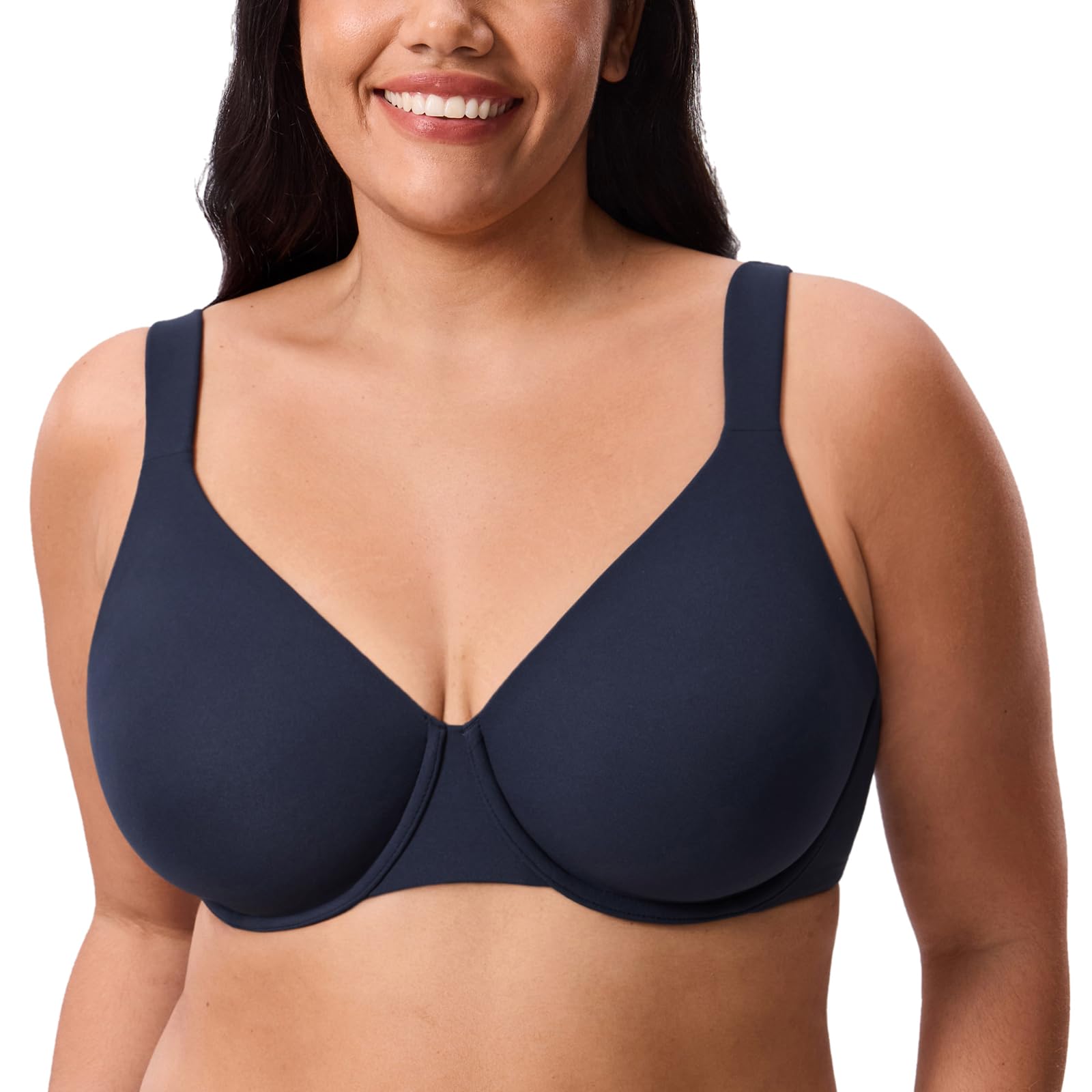 DELIMIRA Women's Inbarely Lift Full Coverage Bras Plus Size Unlined Supportive T Shirt Underwire Seamless Bra