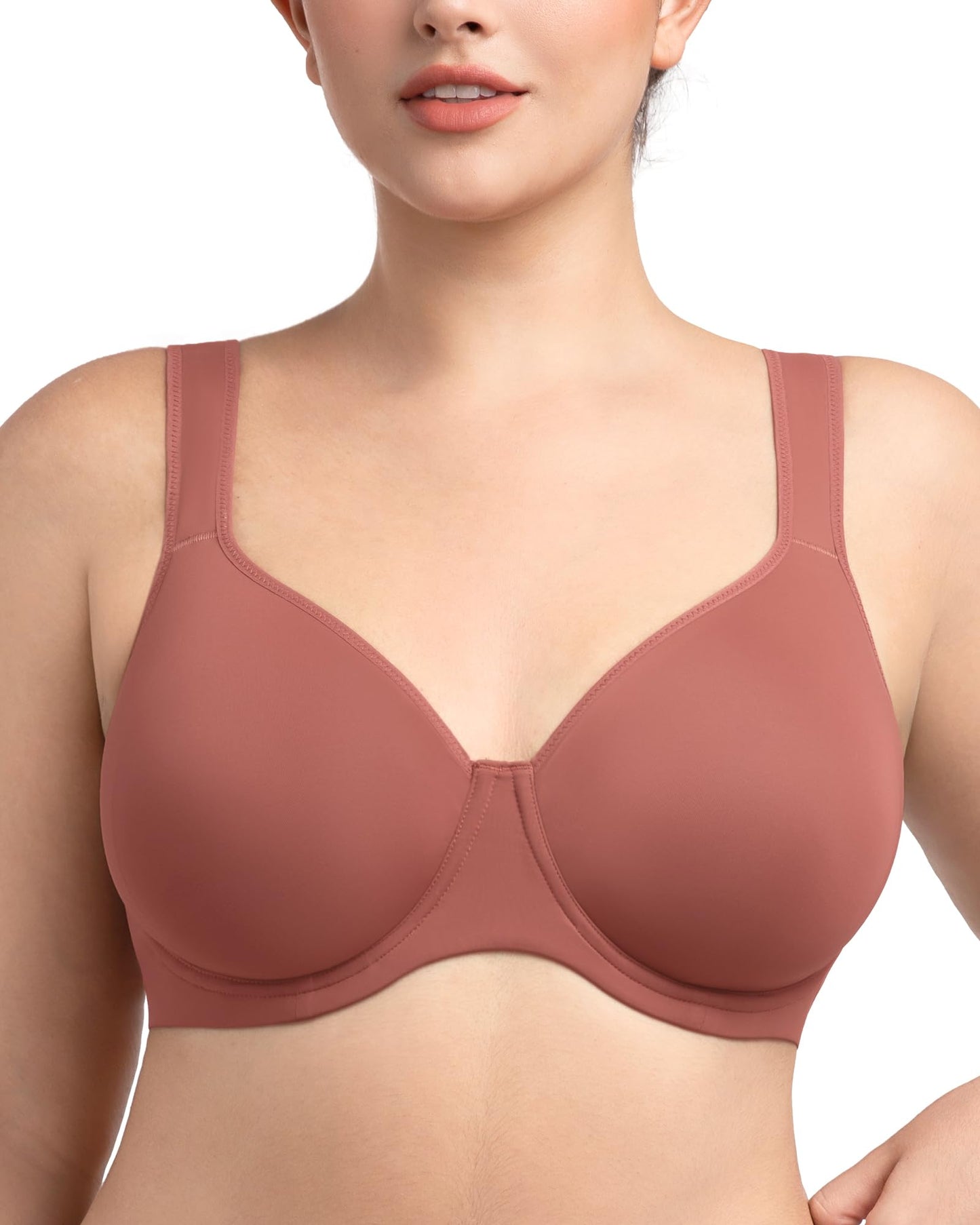 HSIA Bras for Women Minimizer Full Coverage, Plus Size T Shirt Unlined Underwire Smooth Bra, Seamless Cups Joan Ultimate Soft