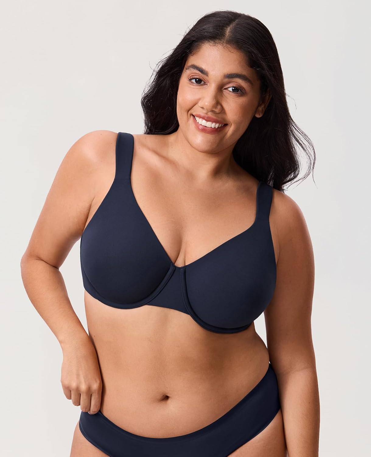 DELIMIRA Women's Inbarely Lift Full Coverage Bras Plus Size Unlined Supportive T Shirt Underwire Seamless Bra