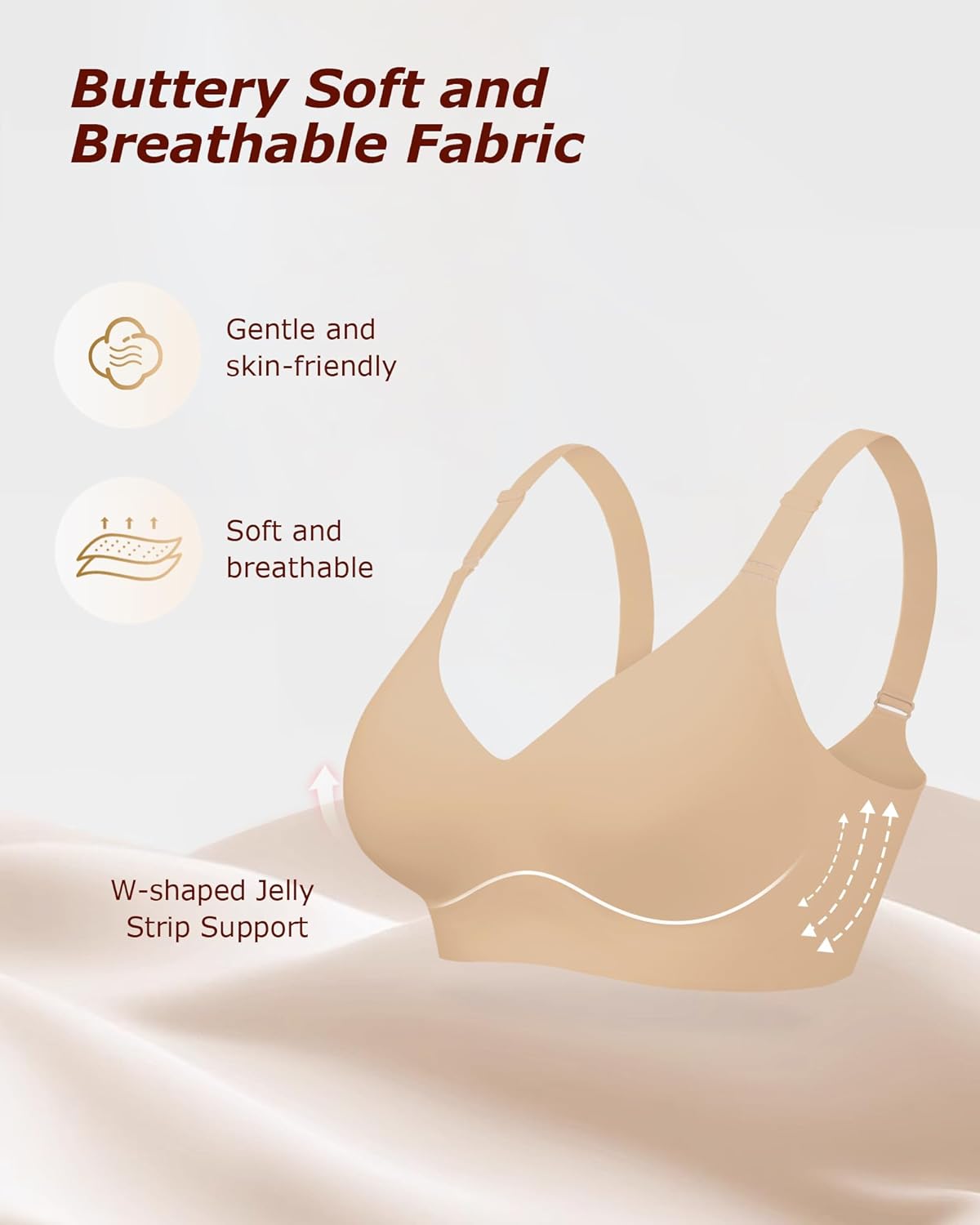 Wireless Comfortable Bra Seamless No Underwire Bras Full Coverage Push Up Women Wirefree Bras with Support