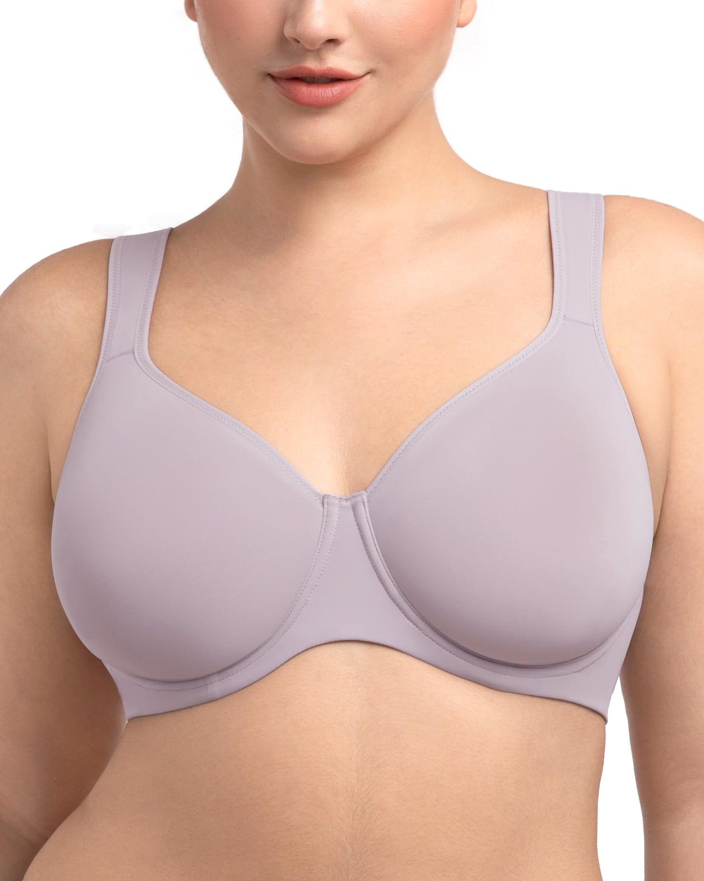 HSIA Bras for Women Minimizer Full Coverage, Plus Size T Shirt Unlined Underwire Smooth Bra, Seamless Cups Joan Ultimate Soft