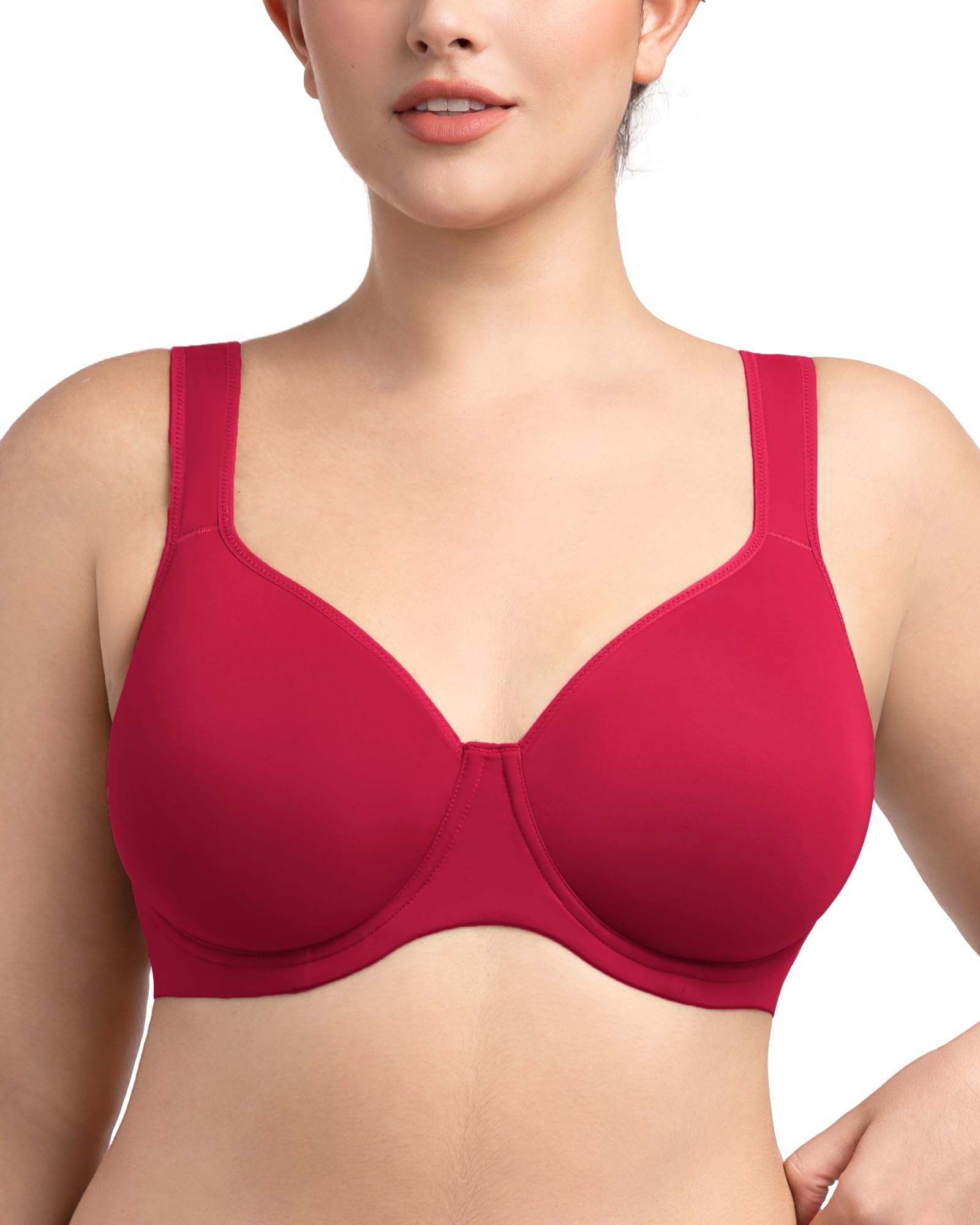 HSIA Bras for Women Minimizer Full Coverage, Plus Size T Shirt Unlined Underwire Smooth Bra, Seamless Cups Joan Ultimate Soft