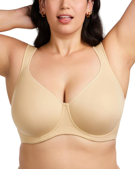 HSIA Bras for Women Minimizer Full Coverage, Plus Size T Shirt Unlined Underwire Smooth Bra, Seamless Cups Joan Ultimate Soft