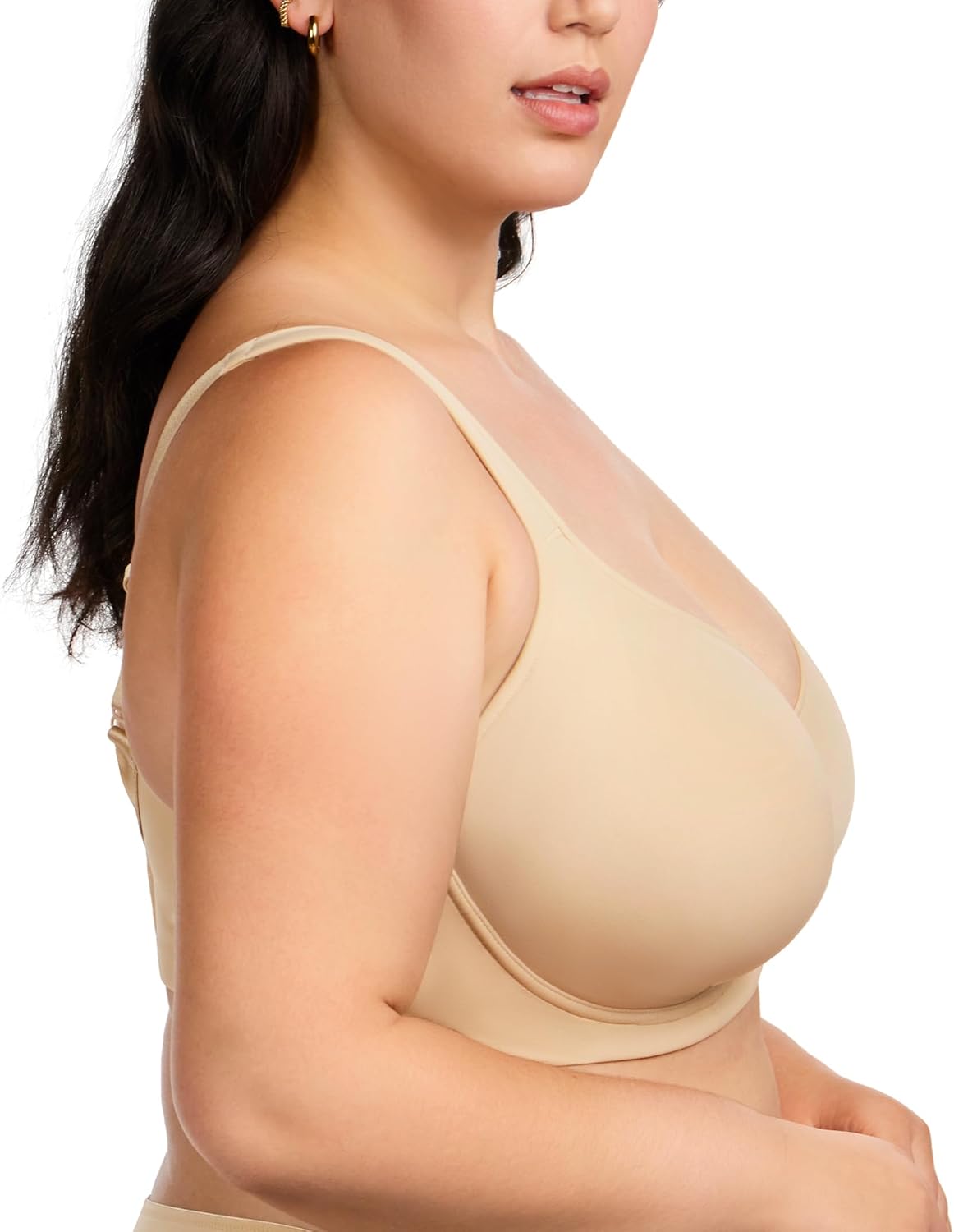 HSIA Bras for Women Minimizer Full Coverage, Plus Size T Shirt Unlined Underwire Smooth Bra, Seamless Cups Joan Ultimate Soft