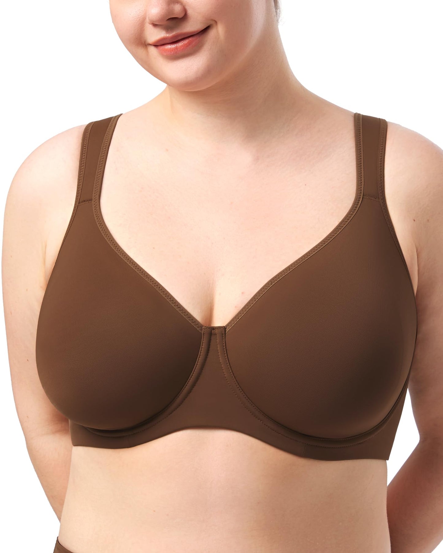 HSIA Bras for Women Minimizer Full Coverage, Plus Size T Shirt Unlined Underwire Smooth Bra, Seamless Cups Joan Ultimate Soft