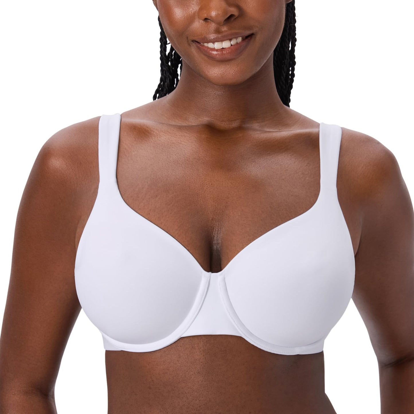 DELIMIRA Women's Inbarely Lift Full Coverage Bras Plus Size Unlined Supportive T Shirt Underwire Seamless Bra