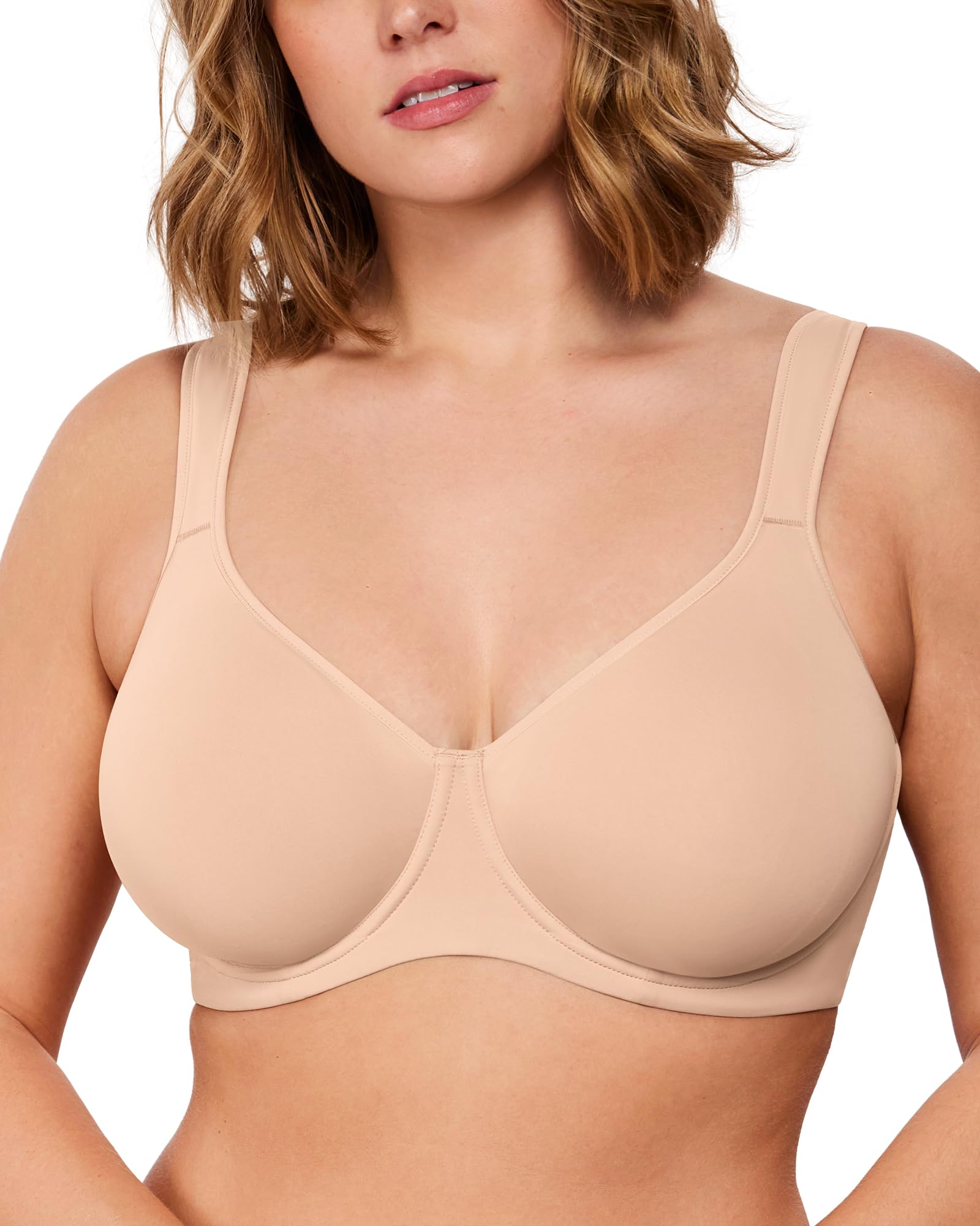 HSIA Bras for Women Minimizer Full Coverage, Plus Size T Shirt Unlined Underwire Smooth Bra, Seamless Cups Joan Ultimate Soft
