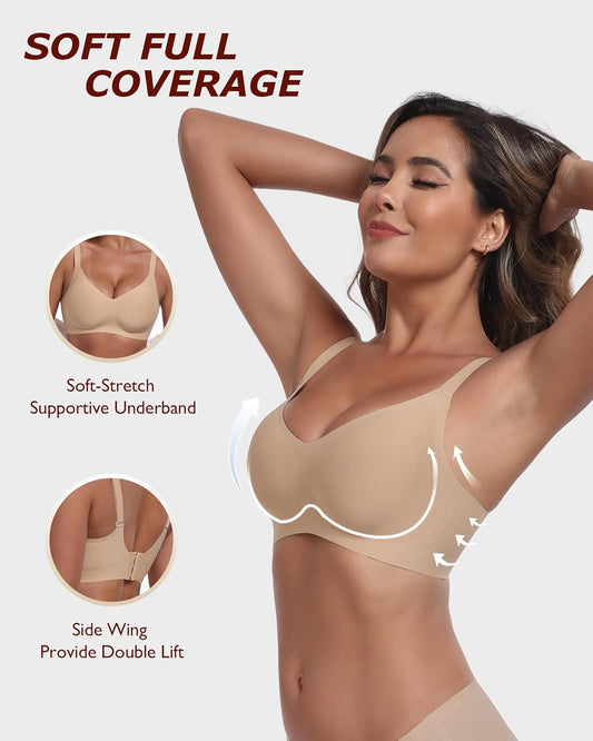 Wireless Comfortable Bra Seamless No Underwire Bras Full Coverage Push Up Women Wirefree Bras with Support