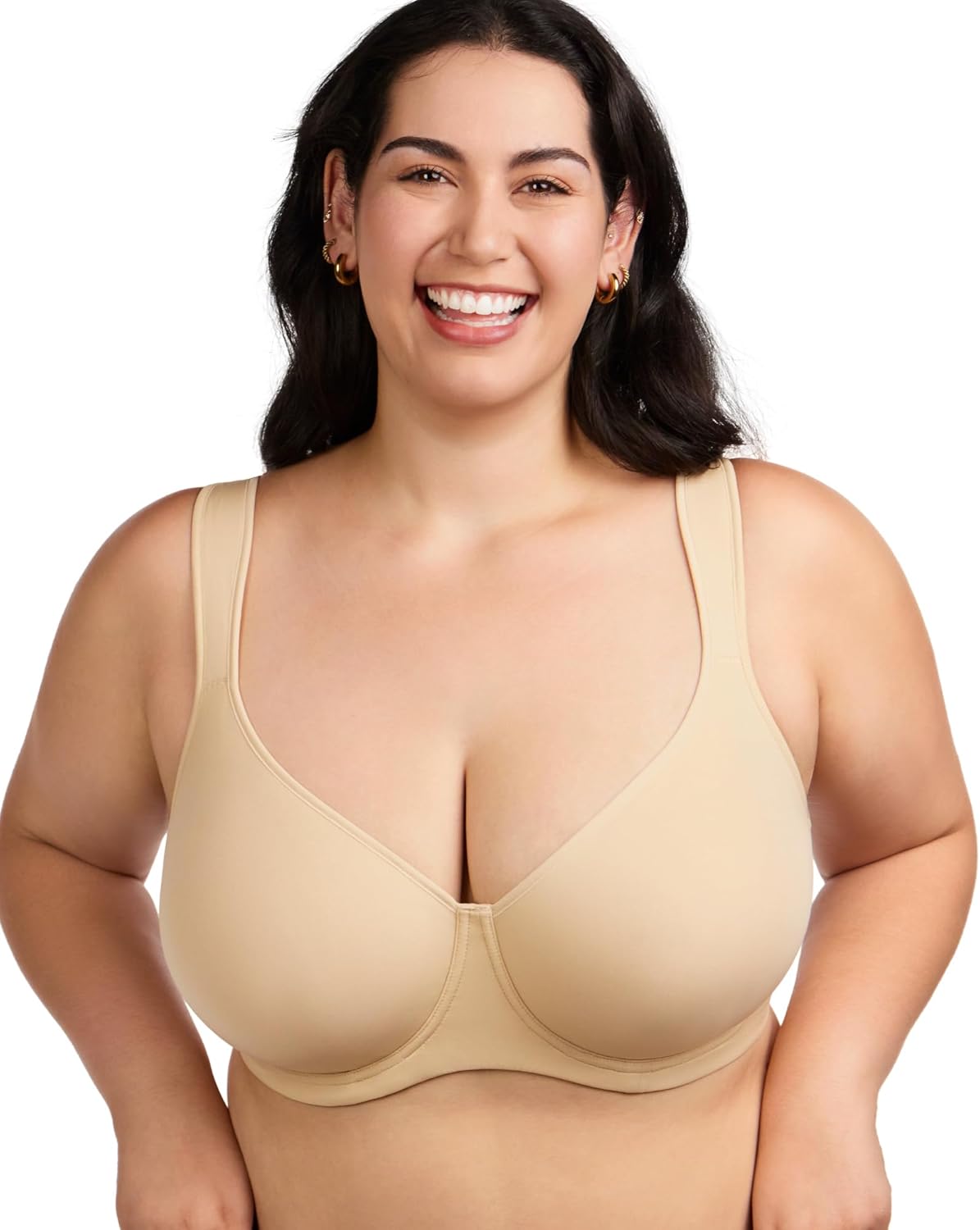 HSIA Bras for Women Minimizer Full Coverage, Plus Size T Shirt Unlined Underwire Smooth Bra, Seamless Cups Joan Ultimate Soft