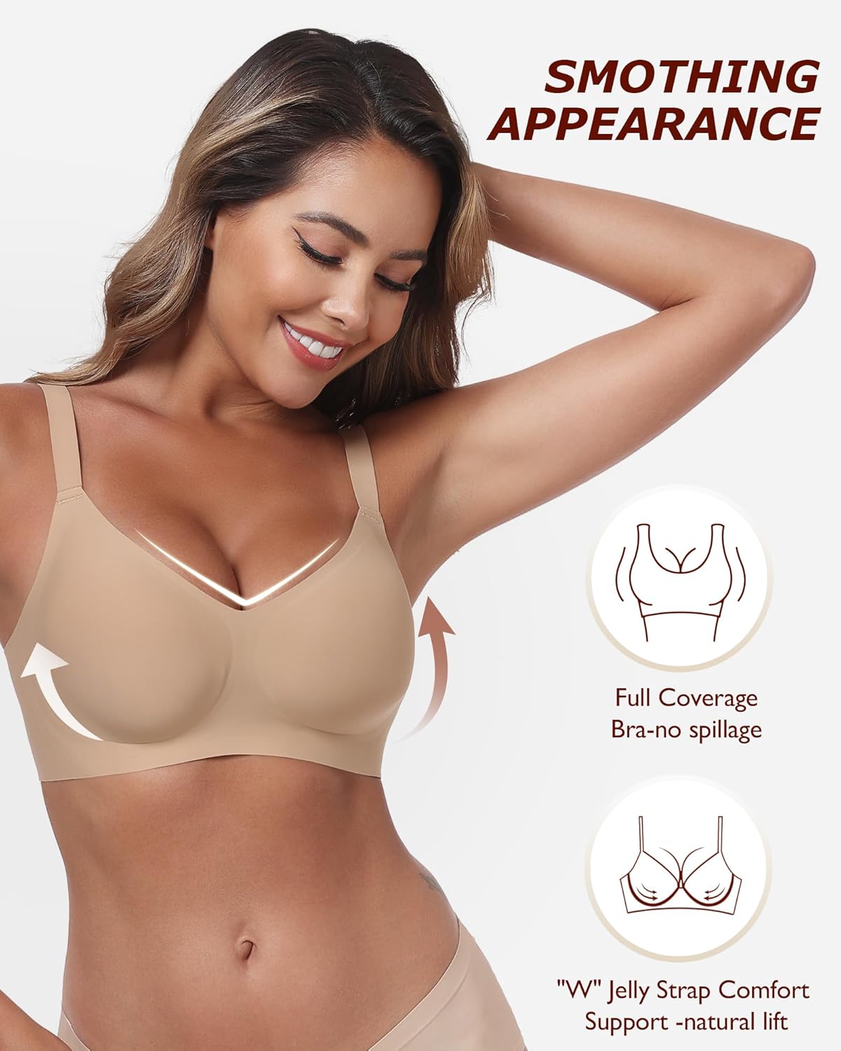Wireless Comfortable Bra Seamless No Underwire Bras Full Coverage Push Up Women Wirefree Bras with Support