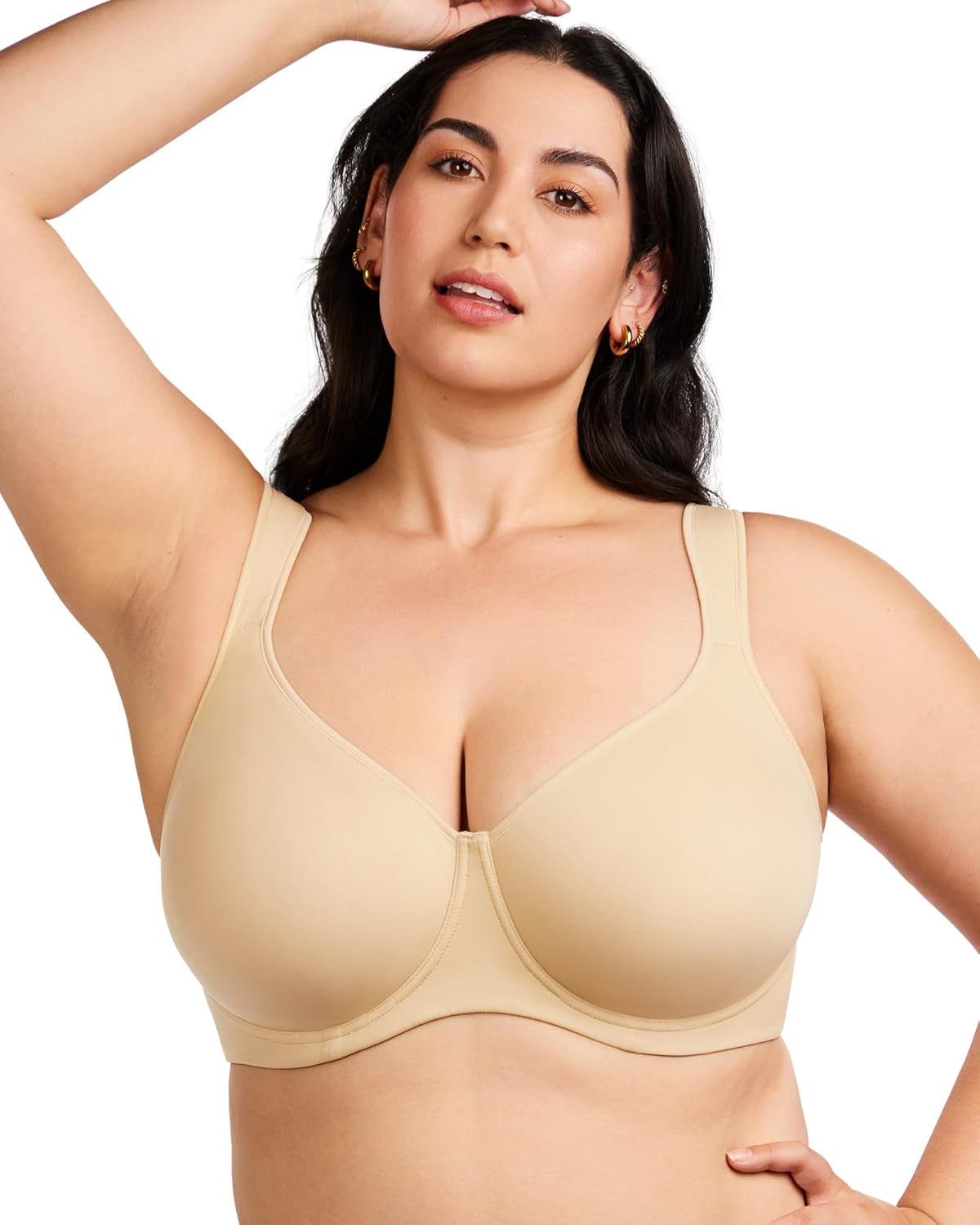 HSIA Bras for Women Minimizer Full Coverage, Plus Size T Shirt Unlined Underwire Smooth Bra, Seamless Cups Joan Ultimate Soft