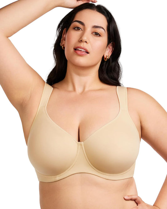 HSIA Bras for Women Minimizer Full Coverage, Plus Size T Shirt Unlined Underwire Smooth Bra, Seamless Cups Joan Ultimate Soft