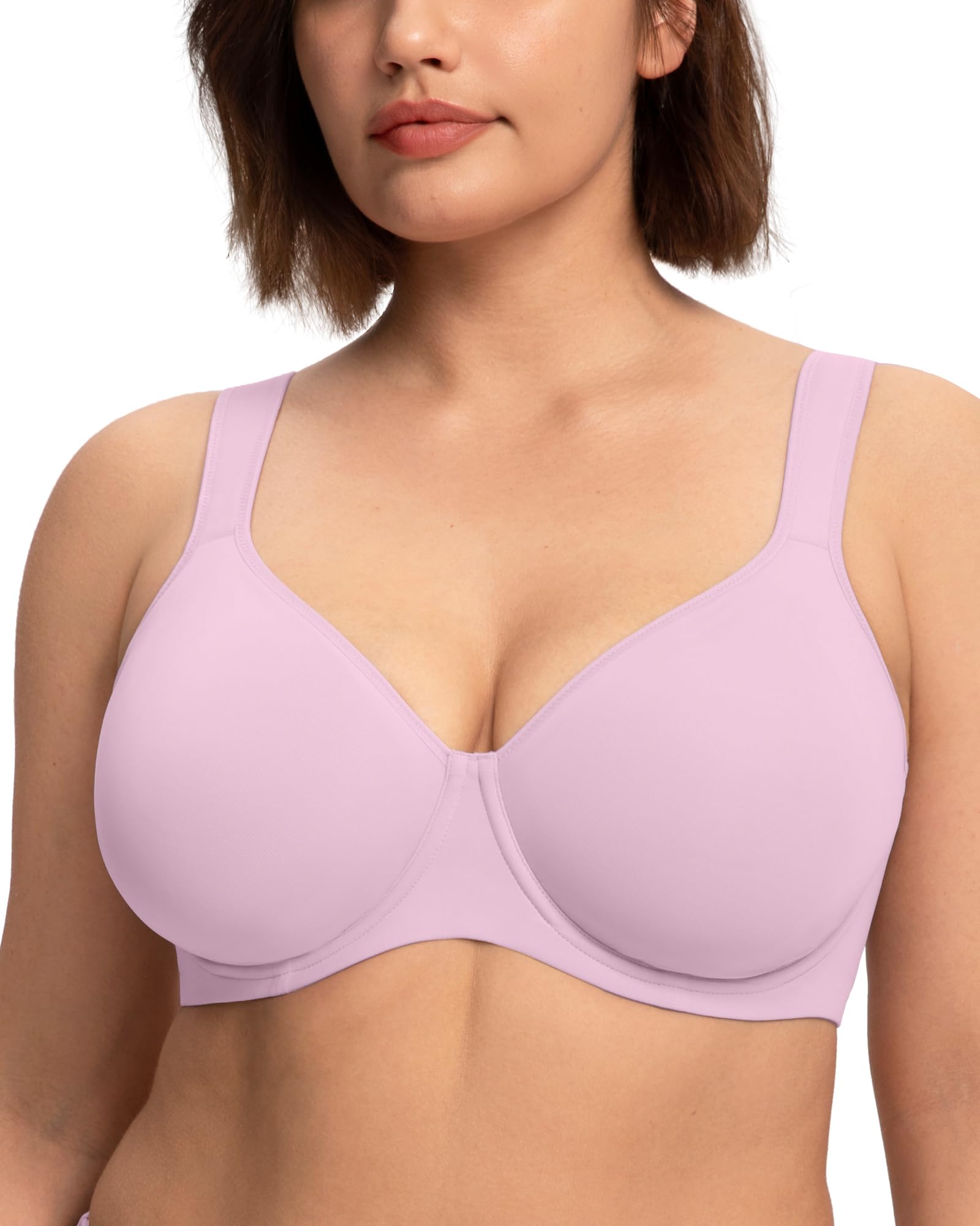 HSIA Bras for Women Minimizer Full Coverage, Plus Size T Shirt Unlined Underwire Smooth Bra, Seamless Cups Joan Ultimate Soft
