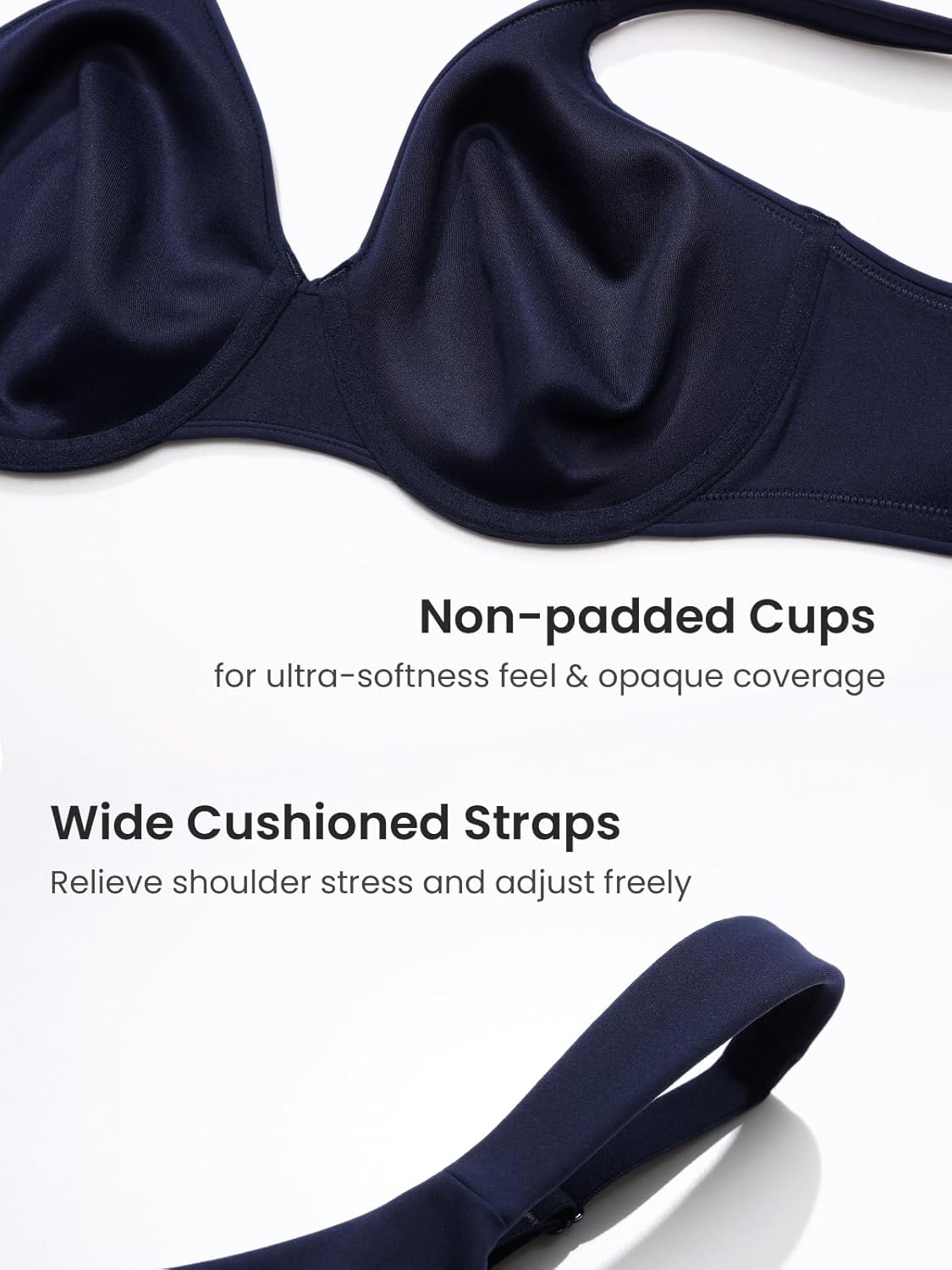 DELIMIRA Women's Inbarely Lift Full Coverage Bras Plus Size Unlined Supportive T Shirt Underwire Seamless Bra