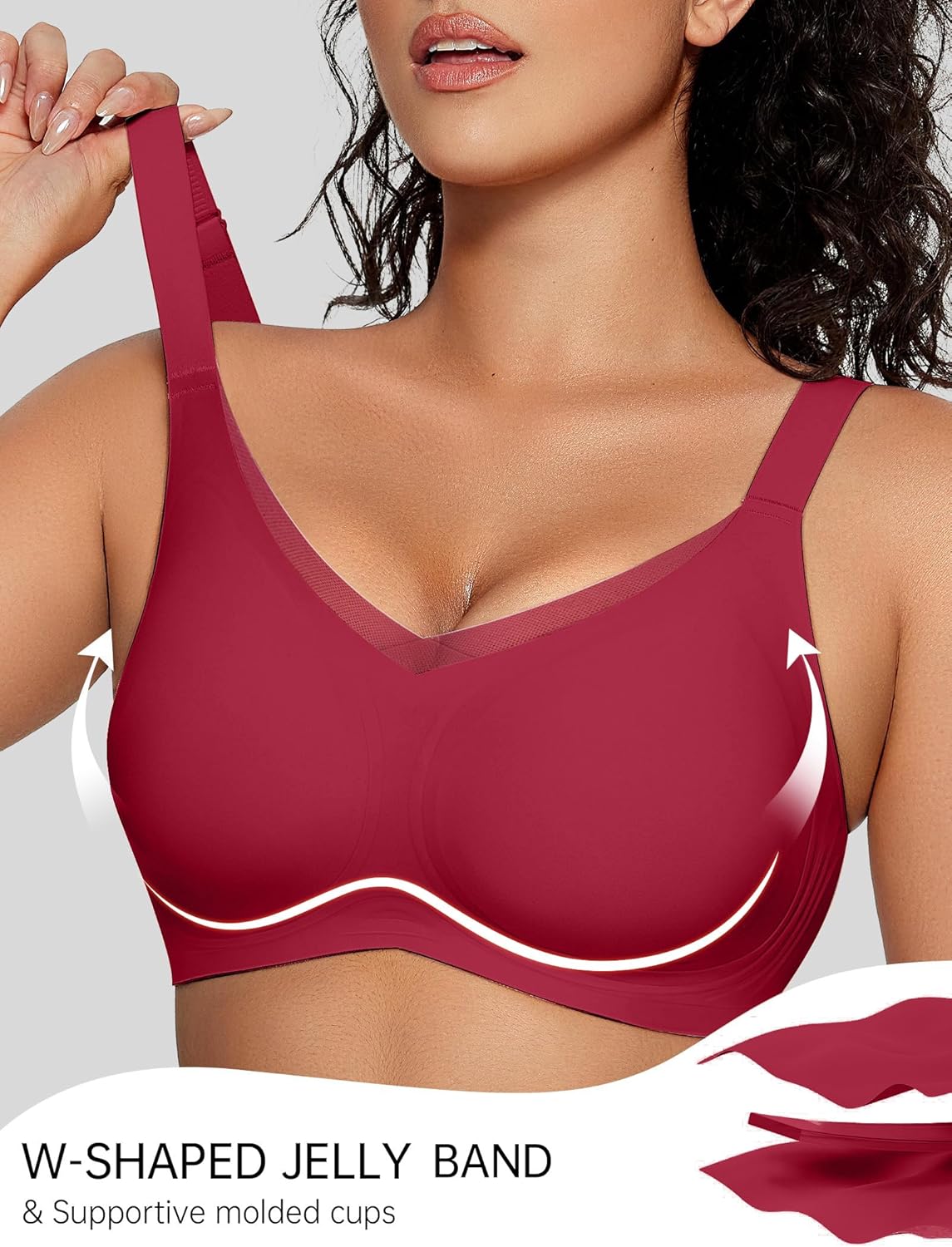 OEAK Womens Wireless Jelly Bras V Mesh Comfortable Bralette Supportive Tshirt Bra No Underwire Seamless Push Up Everyday Bras