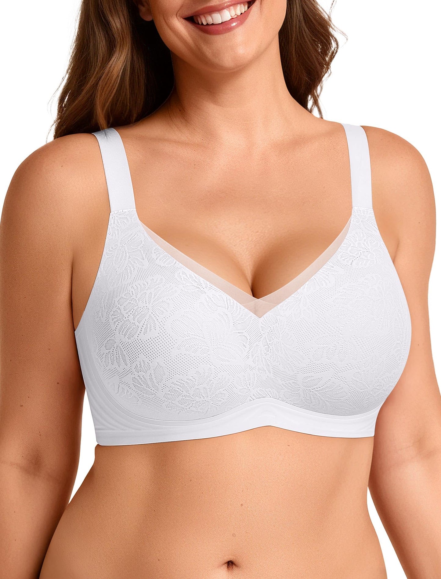 OEAK Womens Wireless Jelly Bras V Mesh Comfortable Bralette Supportive Tshirt Bra No Underwire Seamless Push Up Everyday Bras