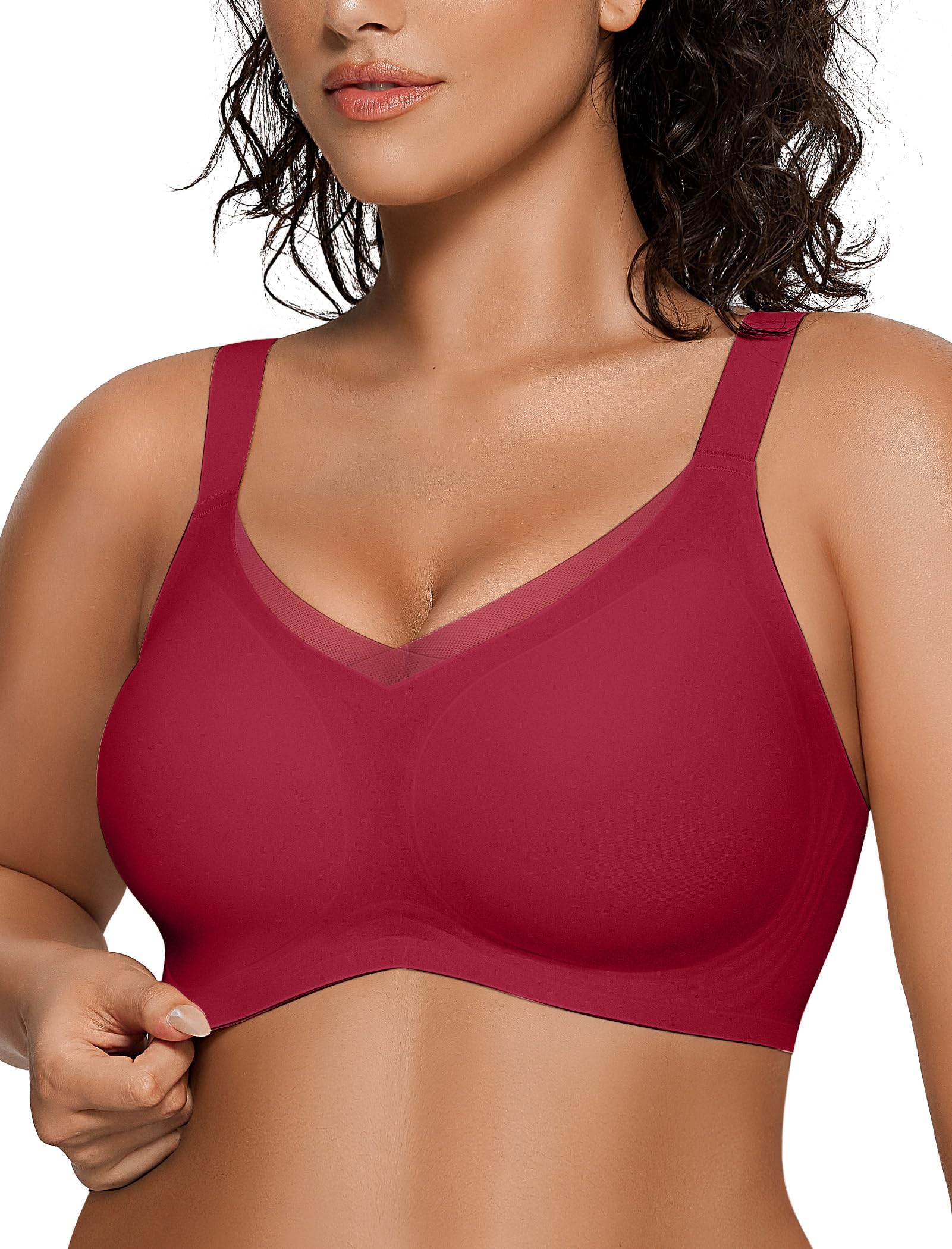OEAK Womens Wireless Jelly Bras V Mesh Comfortable Bralette Supportive Tshirt Bra No Underwire Seamless Push Up Everyday Bras